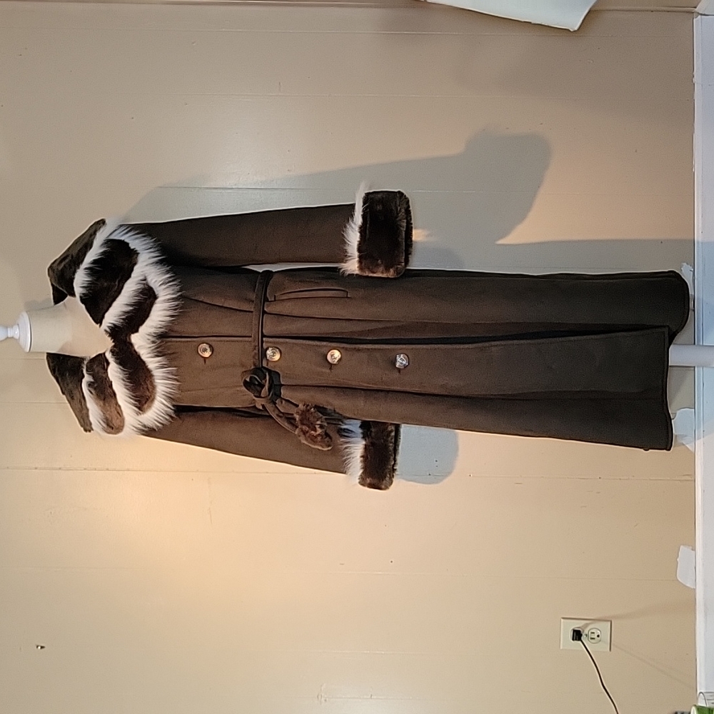 Roberto Rucci Antarctica Fully Lined Vegan Fur  Shearling Full Length Coat